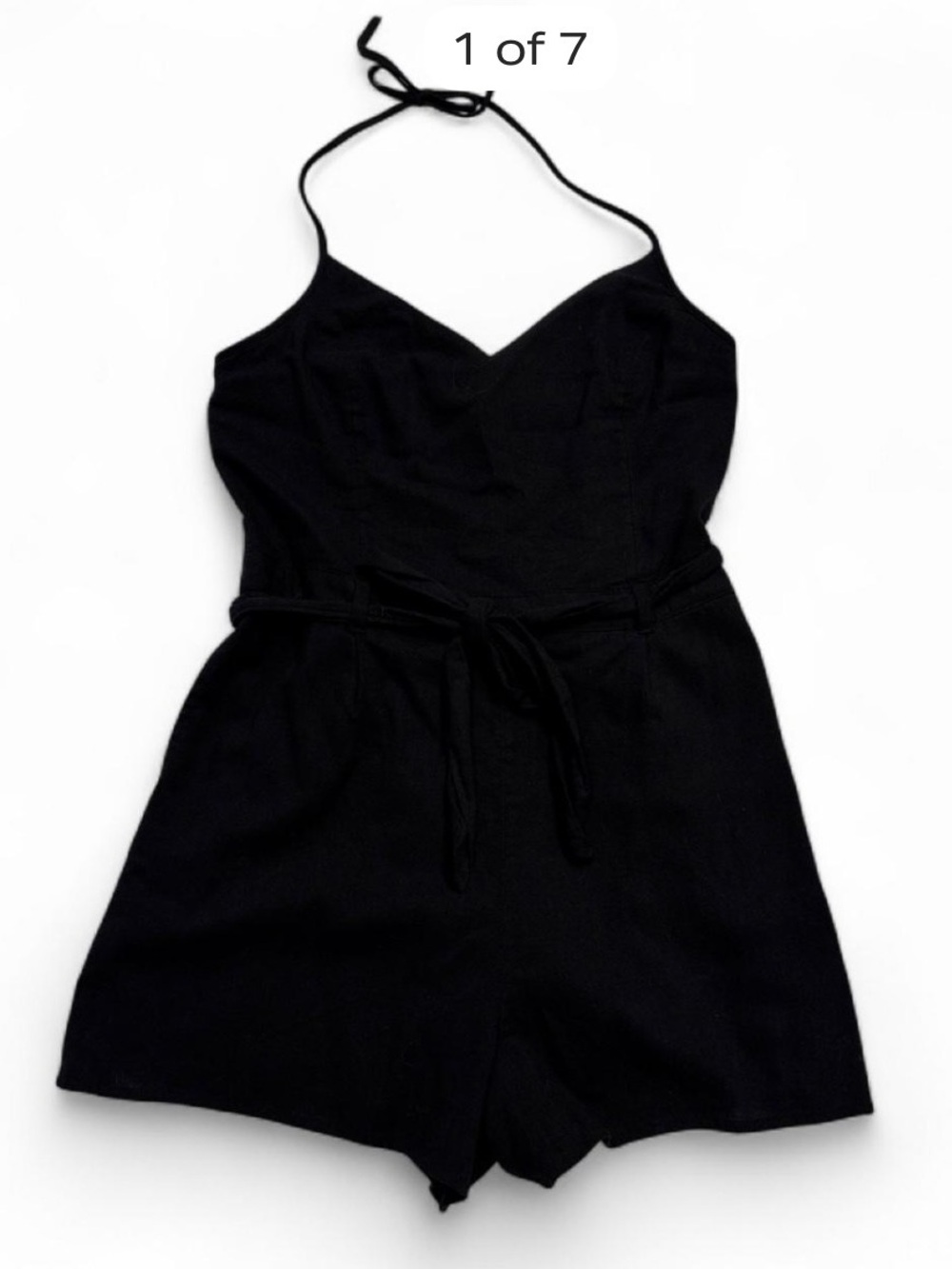 Hollister Black Smocked Waist Romper with Halter Neck. SZ. L, 2” Inseam